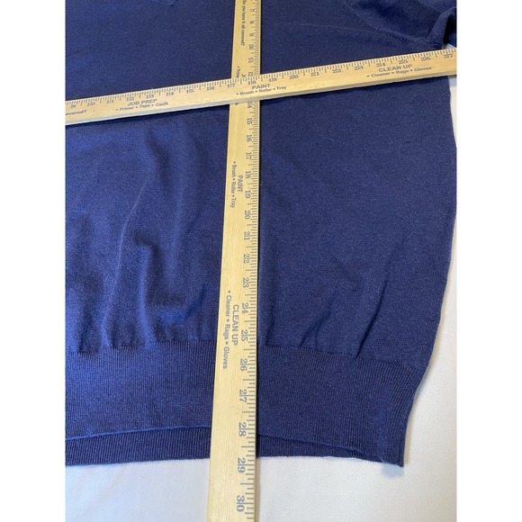 Peter Millar Blue SILK CASHMERE Cotton V-Neck Jumper Pullover Sweater Size 2XL - Picture 4 of 8